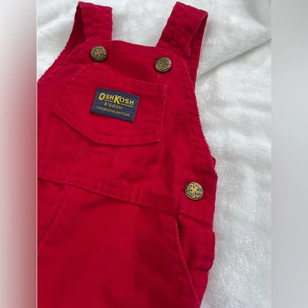 Genuine Vintage 1970s Red Corduroy Oshkosh Infant Overalls